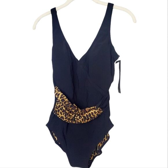 NWT Gottex Leopard Accent One Piece Swimsuit US 8 - Picture 1 of 5